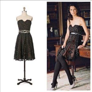 Anthropologie Lithe Champagne  Strapless Cocktail Dress Lace